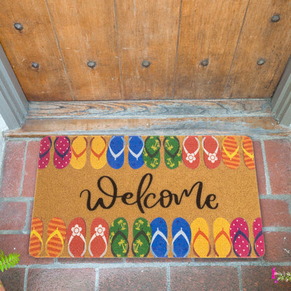 Welcome Mats for Front Door, Indoor, Outdoor, Entryway, Faux-Coir Funny Beach Do