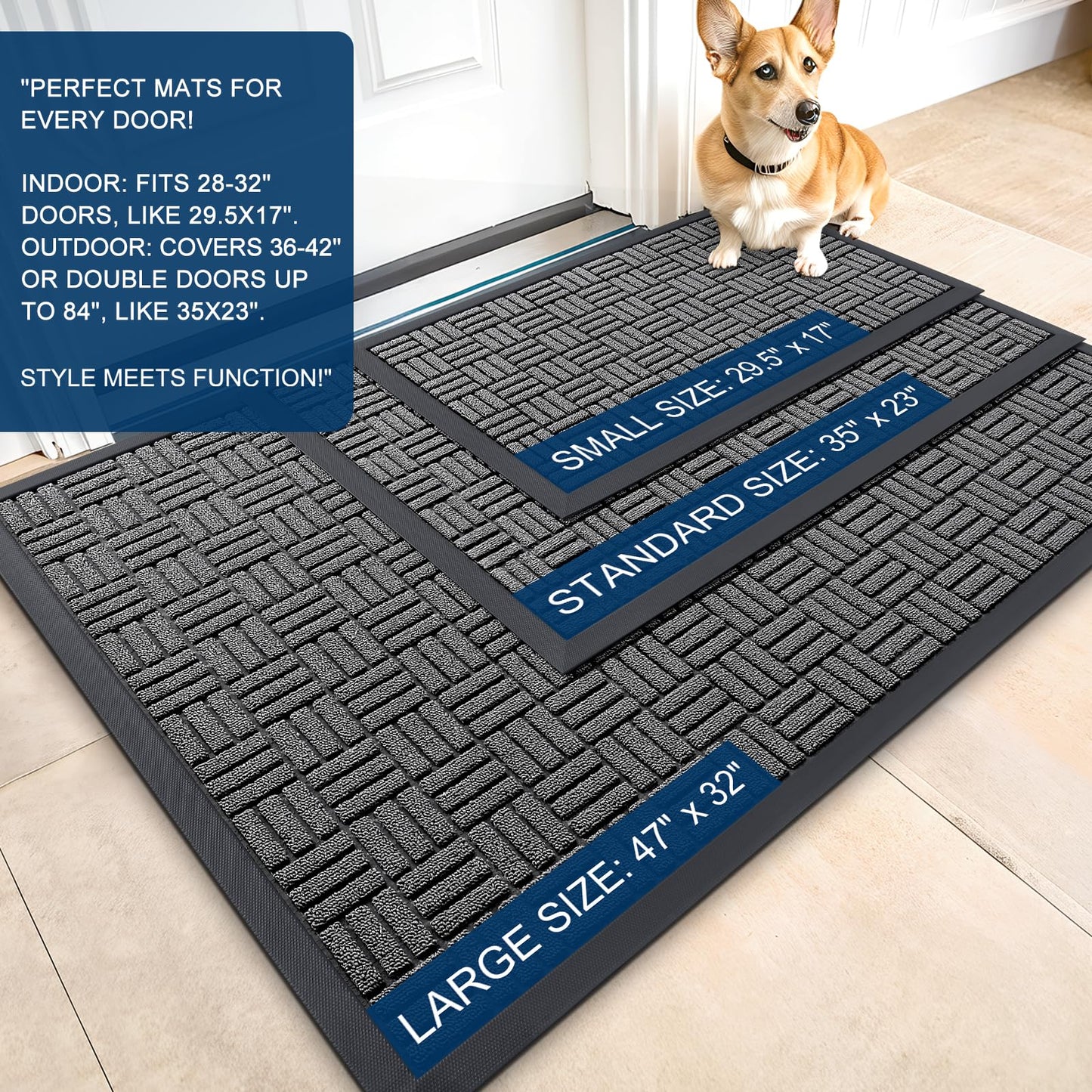 Front Door Mat Outside Entrance 29.5x17, Absorbent, Heavy Duty Sturdy Natural Ru