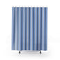 Elegant Slate Blue Stripe Shower Curtain – Coastal Modern Bathroom Decor