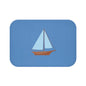 Nautical Vintage Sailboat Bath Mat, FRENCH BLUE — Soft Coastal Bathroom Rug
