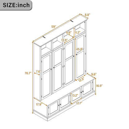 Hall Tree With Bench And Cabinet