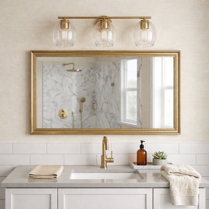 Luster Three Lights Vanity with Clear Glass for Bathrooms
