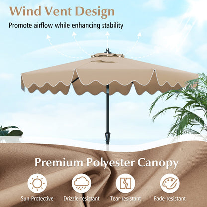 9 Feet Patio Umbrella with Crank Handle and Push Button Tilt
