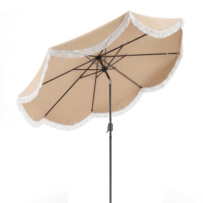 10 FT Outdoor Tassel Umbrella with Push Button Tilt