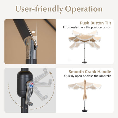 10 FT Outdoor Tassel Umbrella with Push Button Tilt
