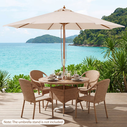 9 FT Patio Umbrella Outdoor Table Market Umbrella with 8 Sturdy Bamboo Ribs