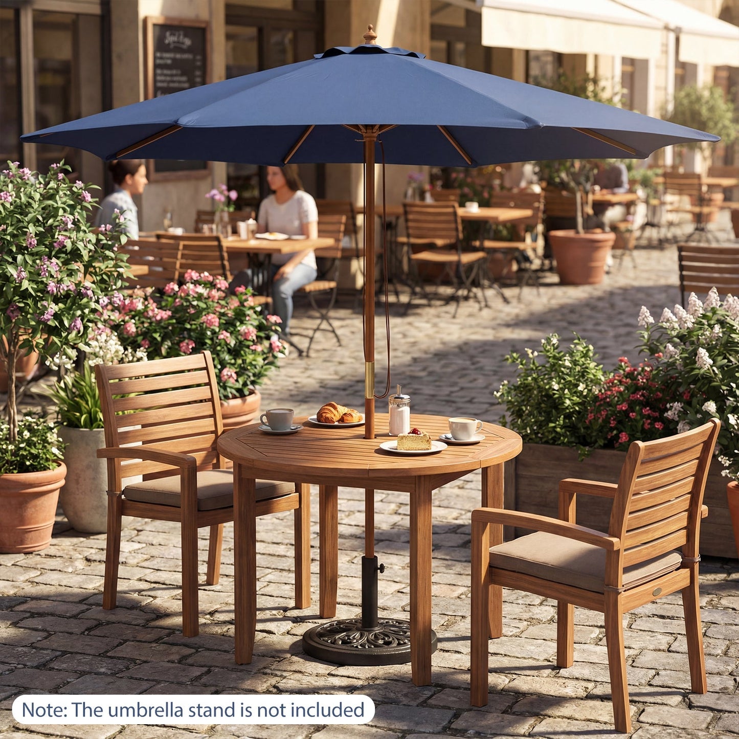 9 FT Patio Umbrella Outdoor Table Market Umbrella with 8 Sturdy Bamboo Ribs
