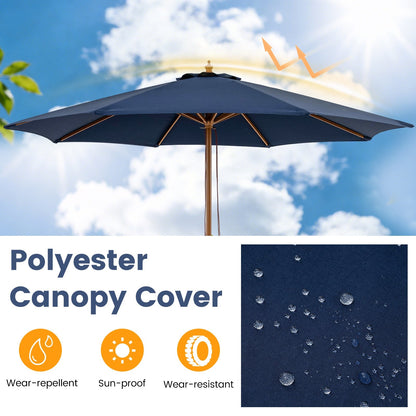 9 FT Patio Umbrella Outdoor Table Market Umbrella with 8 Sturdy Bamboo Ribs