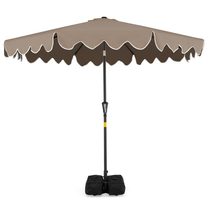 9 Feet Patio Umbrella with Weighted Base and Sandbags