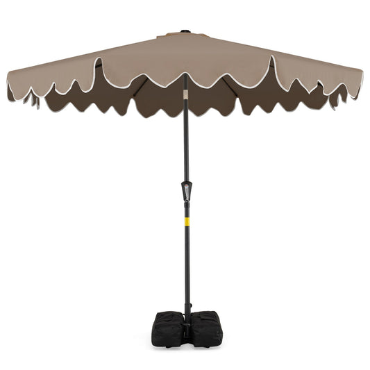 9 Feet Patio Umbrella with Weighted Base and Sandbags