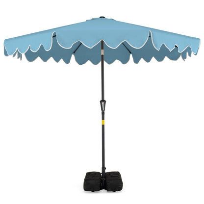 9 Feet Patio Umbrella with Weighted Base and Sandbags