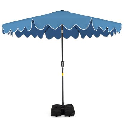 9 Feet Patio Umbrella with Weighted Base and Sandbags