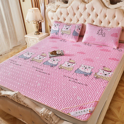 Summer Bed Sheet Ice Silk Mat Soft and Comfortable Latex Mattress Bedding Three-piece Breathable Mat for Comfortable Sleep