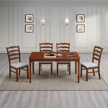 ACTU Farmhouse Dining Table Set with Upholstered Chairs for 4–6