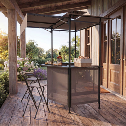 Grill Gazebo with Shelves, Hooks & Double Roof Canopy
