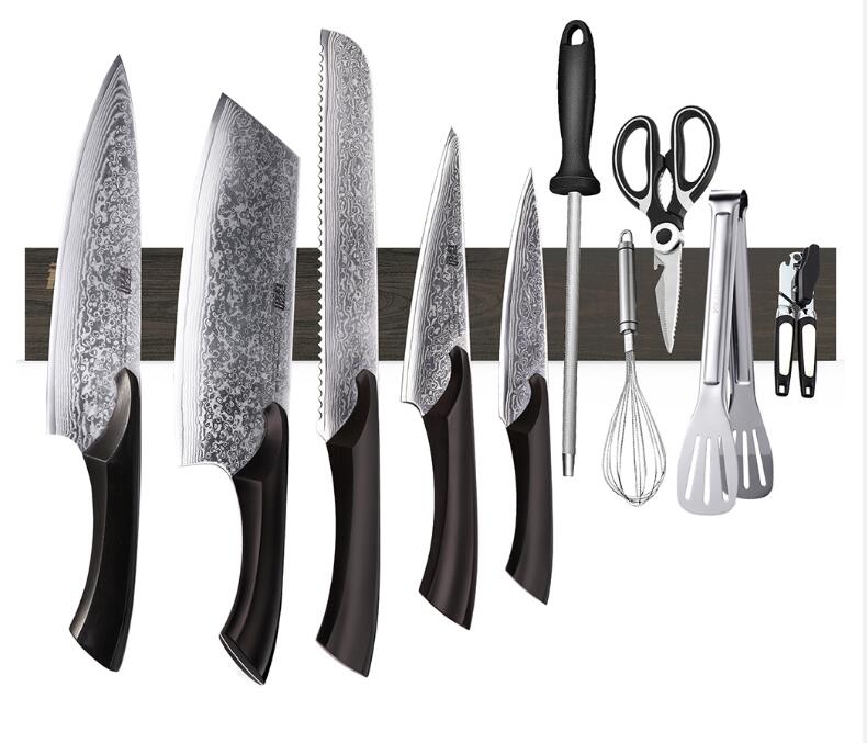FINDKING Powerful Magnetic Knife Strip Handmade Acacia wood knives Holder Wall Mount Block