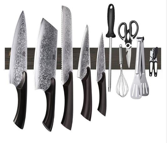 FINDKING Powerful Magnetic Knife Strip Handmade Acacia wood knives Holder Wall Mount Block