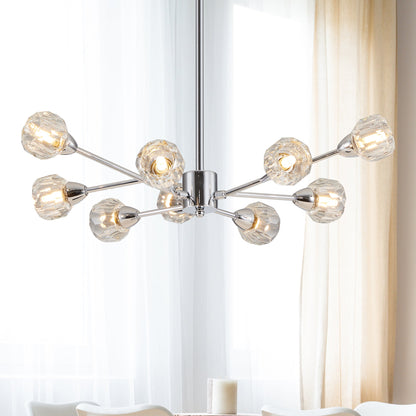 Modern Crystal Chandeliers, 9 Lights Chrome Chandelier for Living Room Bedroom (Bulbs Not Included)