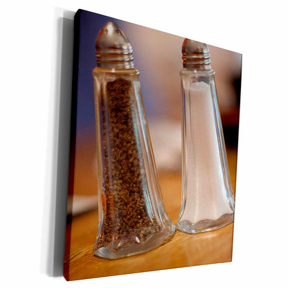3dRose A Salt and Pepper Shaker at a Restaurant Shot Close up... - Museum Grade Canvas Wrap (cw_52098)