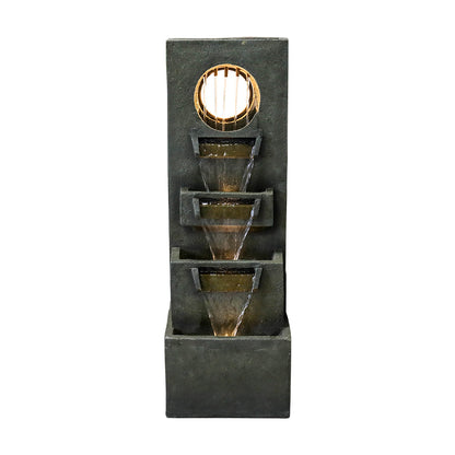 Resin Moon Gate Outdoor Water Fountain 39 Inch Warm LED