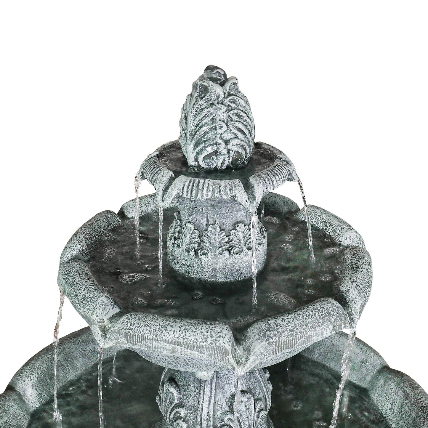 Concrete Pedestal Fountain Ornate 3 Tier Outdoor