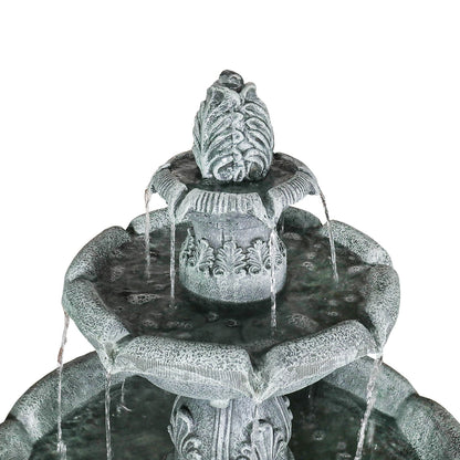 Concrete Pedestal Fountain Ornate 3 Tier Outdoor