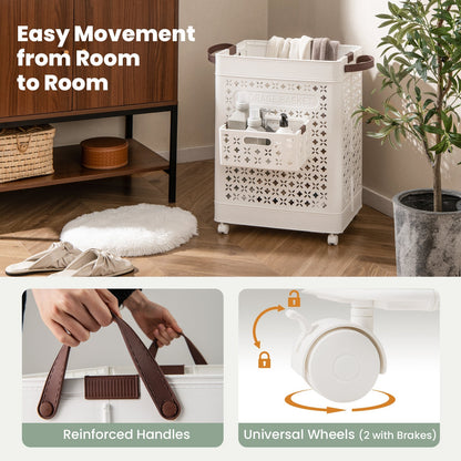 Collapsible Laundry Basket 20 Gallon Plastic Storage Bin-White