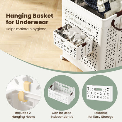 Collapsible Laundry Basket 20 Gallon Plastic Storage Bin-White