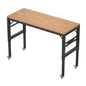 60 inch adjustable garage workbench, rubber wood heavy-duty workstation with power socket and wheels, 2000 pound load capacity