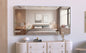 Large bathroom mirror with movable tray wall mounted mirror, vertically and horizontally suspended aluminum frame wall mounted m