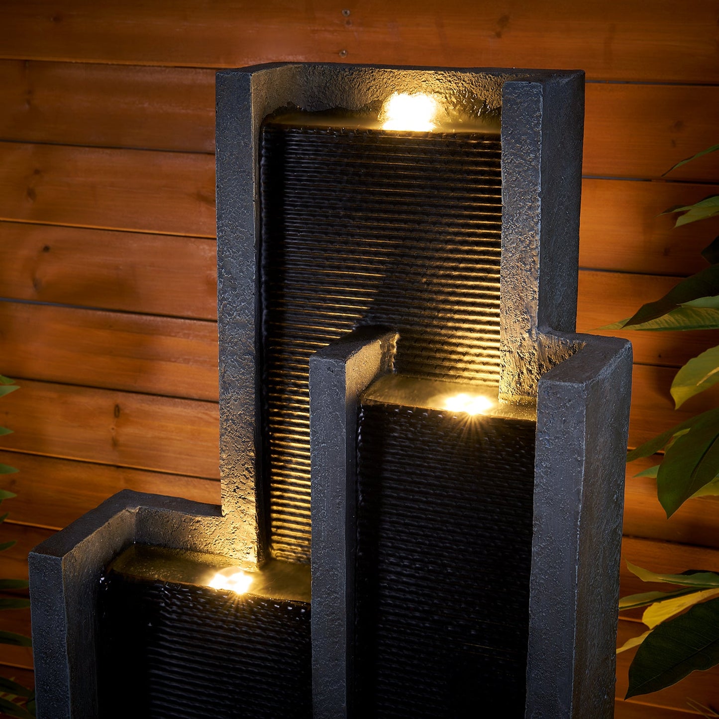 Resin Ribbed Slate Outdoor Water Fountain Quiet 50 in
