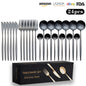 Cutlery Set Stainless Steel Knife Fork Set 24-Piece Tableware Set Golden Steak Knife Fork Spoon 6-Person Set