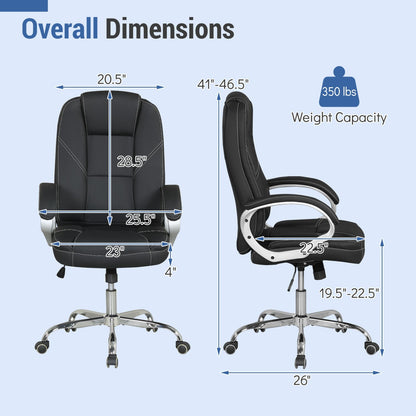 Ergonomic Leather Office Chair with Padded Armrests and Rocking Backrest