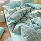 Cotton Dyed Washed Cotton Bedding Set Pure Cotton A Class Flat Sheet Quilt Cover Fitted Sheet Quilt Cover Three-Piece Set Striped