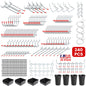 240Pcs Pegboard Hooks Assortment Garage Pegboard Accessories Organizer Kit 1/8 and 1/4 inch Peg Board Hooks for Organizing Various Tools