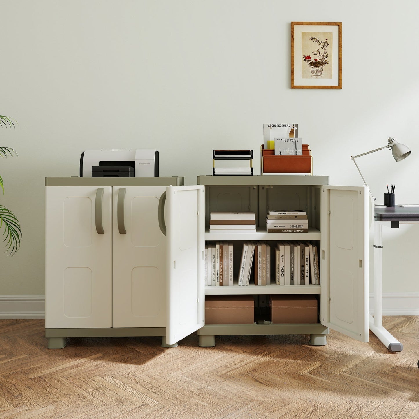 Freestanding Buffet Cabinet Sideboard with 2 Doors and Adjustable Shelves for Kitchen and Garage
