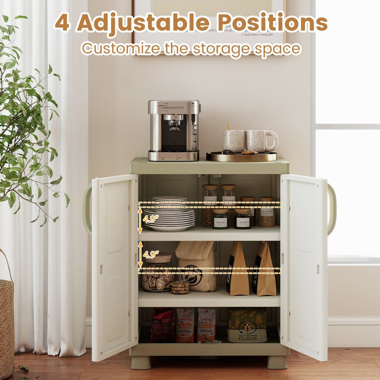Freestanding Buffet Cabinet Sideboard with 2 Doors and Adjustable Shelves for Kitchen and Garage