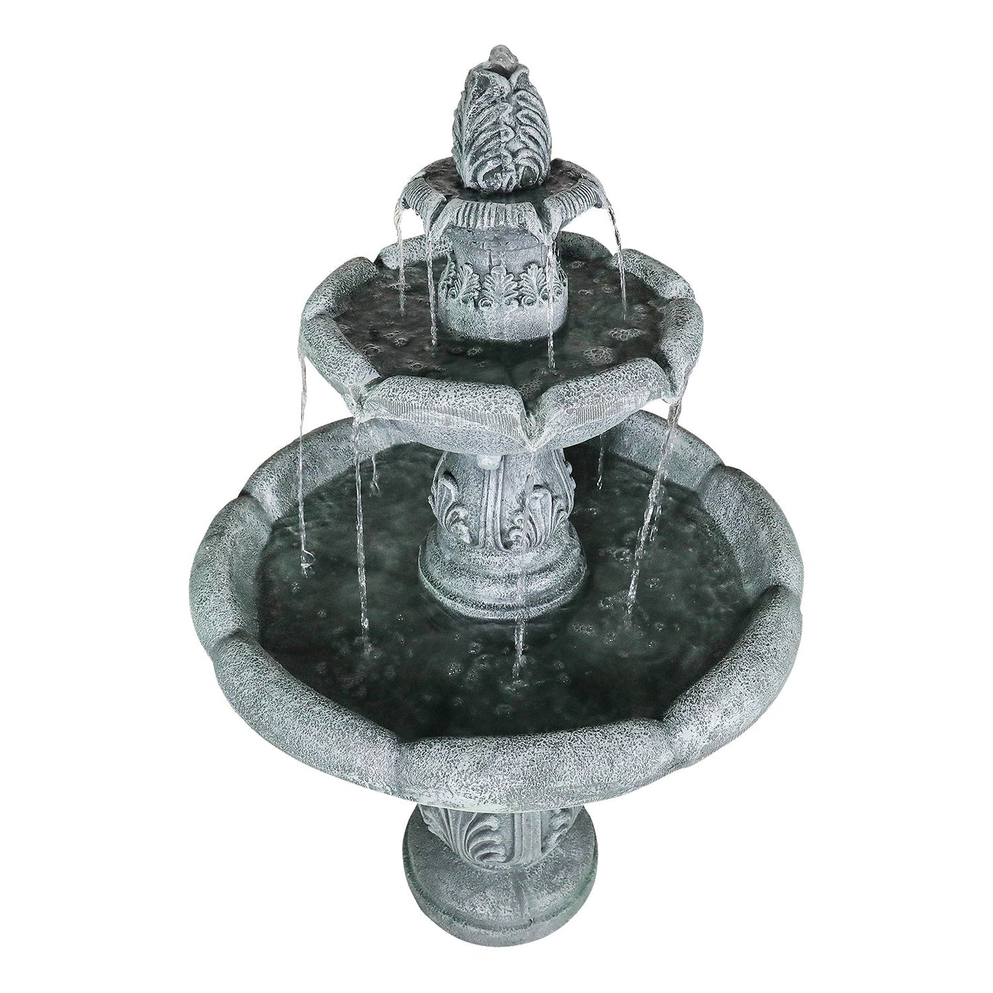 Concrete Pedestal Fountain Ornate 3 Tier Outdoor