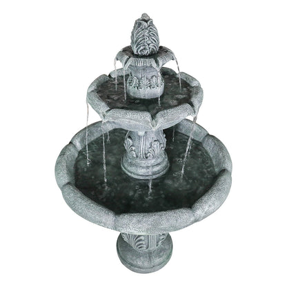 Concrete Pedestal Fountain Ornate 3 Tier Outdoor