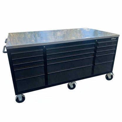 Large Steel 71x39" Garage Island Workbench – Stainless Steel Top