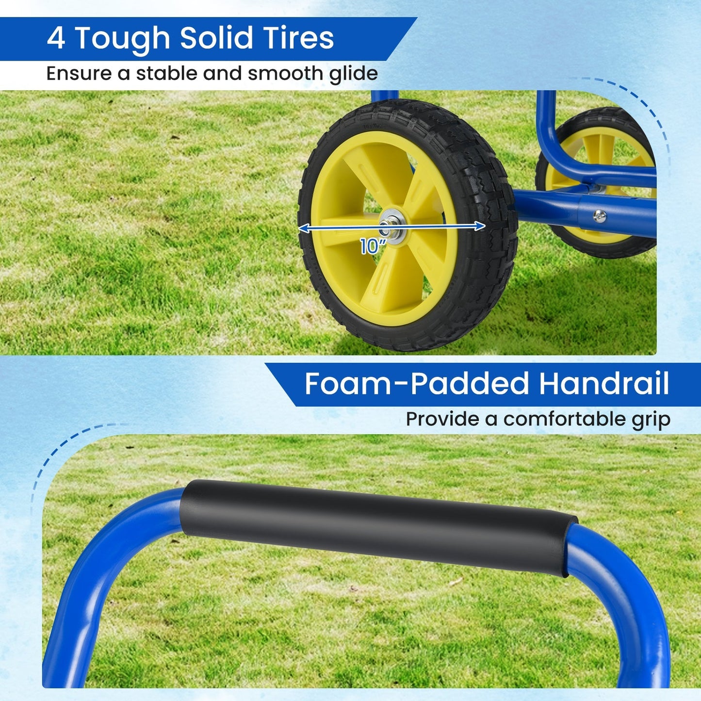 Garden Hose Reel Cart Metal Hose Cart with 4 Wheels and Storage Basket