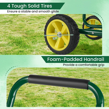 Garden Hose Reel Cart Metal Hose Cart with 4 Wheels and Storage Basket