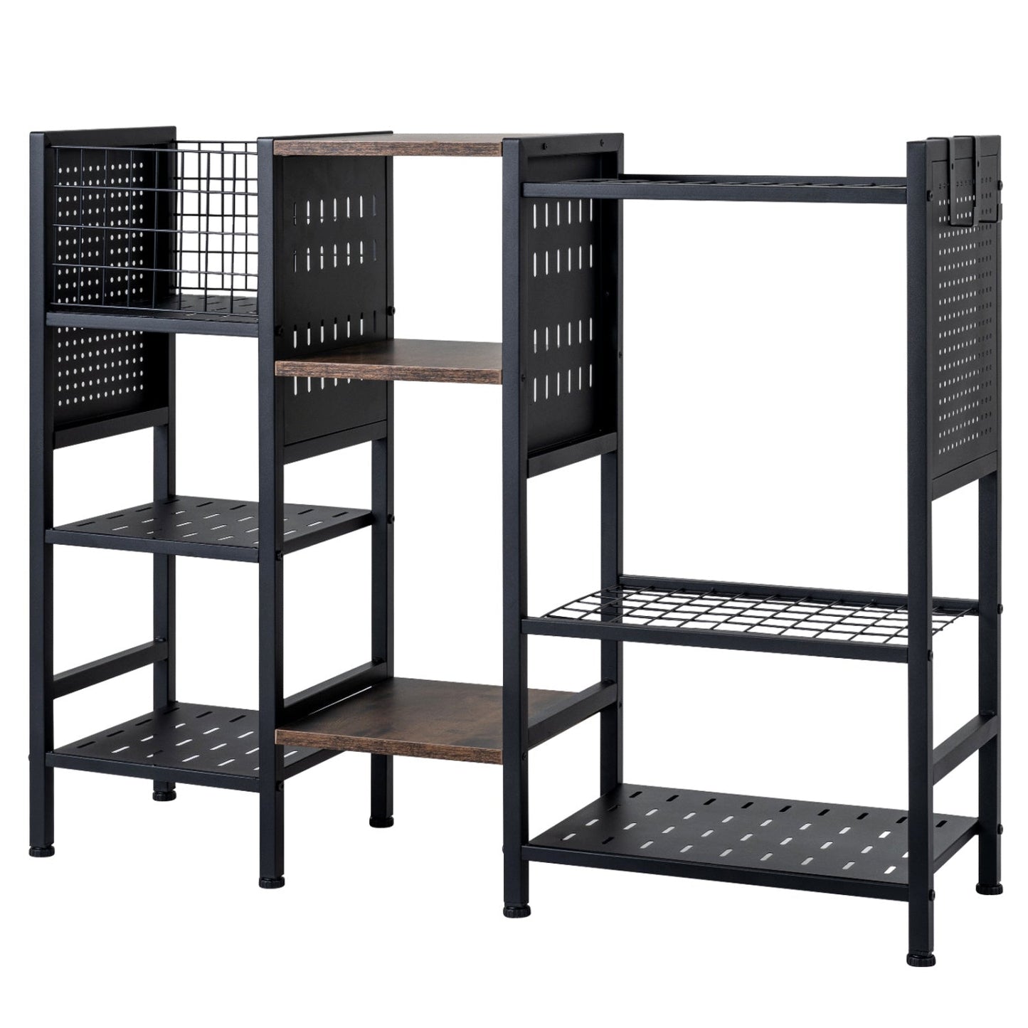 Garden Tool Organizer with Wooden Shelves for Garage and Shed