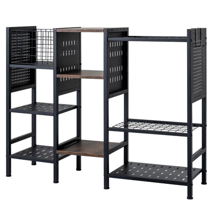 Garden Tool Organizer with Wooden Shelves for Garage and Shed