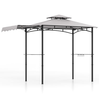 11 x 5 FT Grill Gazebo with Side Awning and Double-Tiered Top