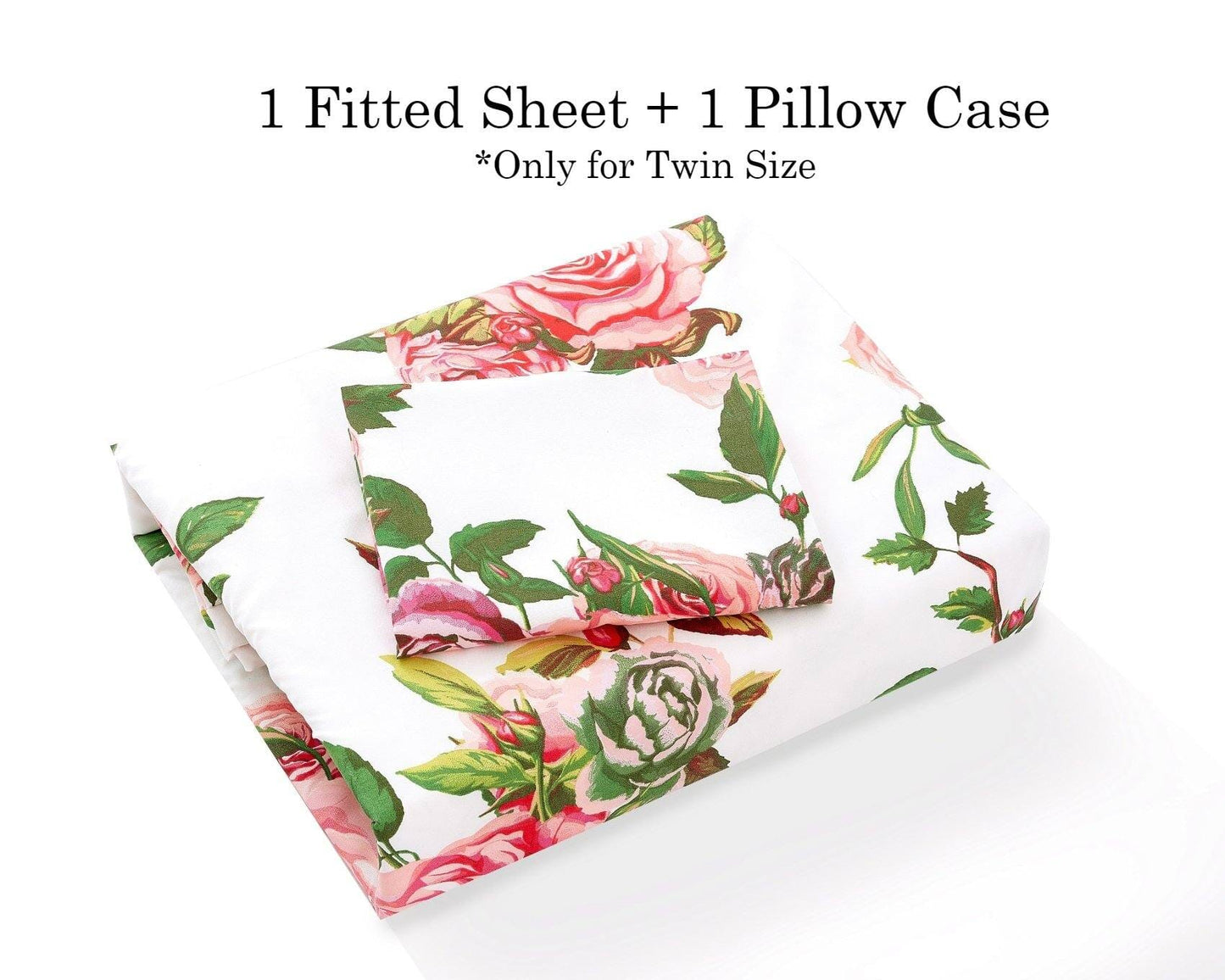 DaDa Bedding Pink Romantic Roses Floral Fitted Sheet Set