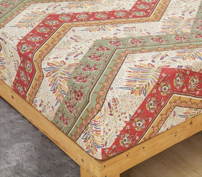 DaDa Bedding Cranberry Sage Floral Fitted Sheet Set