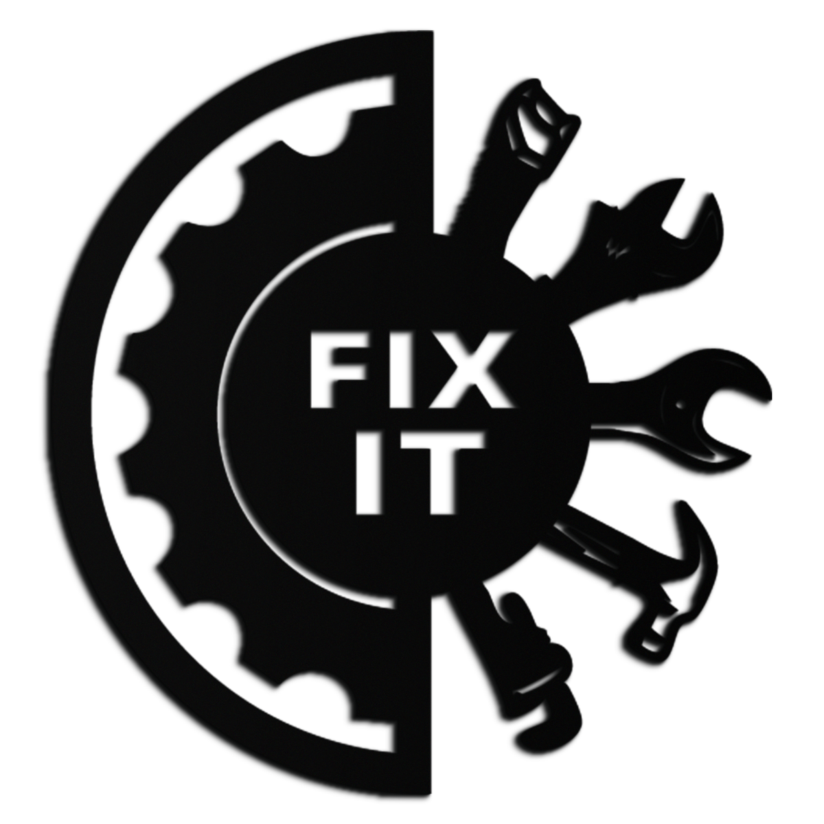 Fix It Tools Metal Wall Art – Industrial Gear & Hand Tools Silhouette Black Steel Decor for Garage or Workshop- KAF419
