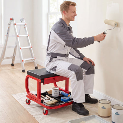 Mechanic Rolling Stool with Tool Trays and Magnetic Drawer