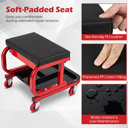 Mechanic Rolling Stool with Tool Trays and Magnetic Drawer